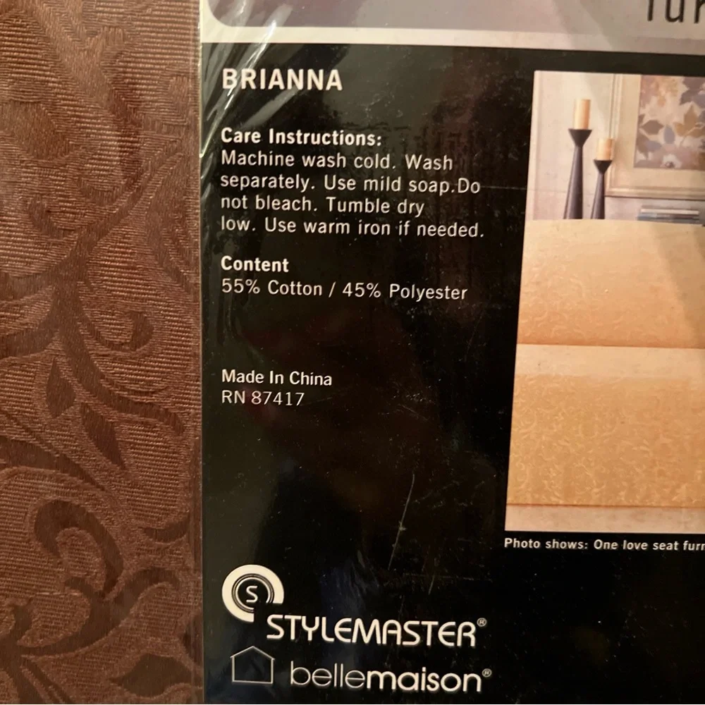 New Stylemaster Brianna Loveseat Cover Throw. Brown Jacquard Design. Cotton/Poly
